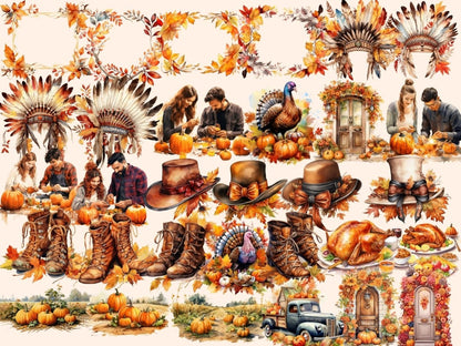 Thanksgiving Watercolor Clipart autumn clipart - Wonders Artist