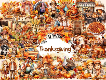 Thanksgiving Watercolor Clipart autumn clipart - Wonders Artist