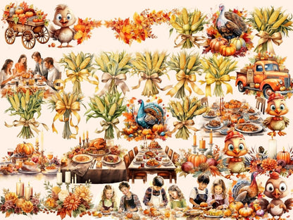 Thanksgiving Watercolor Clipart autumn clipart - Wonders Artist