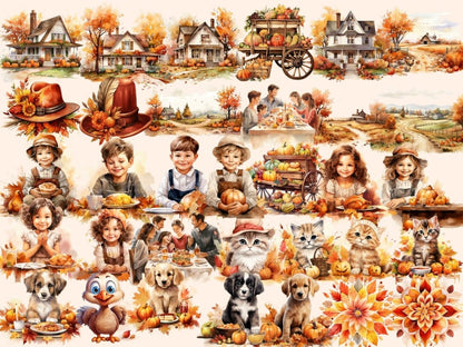 Thanksgiving Watercolor Clipart autumn clipart - Wonders Artist