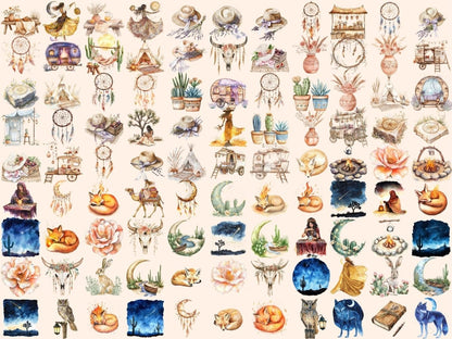 The Desert Watercolor Clipart arid scene png boho desert clipart cactus clipart - WondersArtist