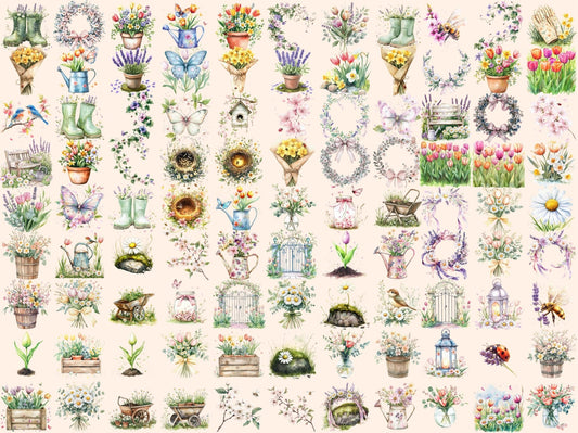 The Garden of Spring Watercolor Clipart