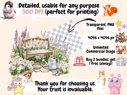 The Garden of Spring Watercolor Clipart blooming flowers png - Wonders Artist