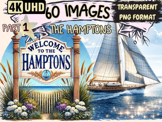The Hamptons Clipart beach digital art - Wonders Artist