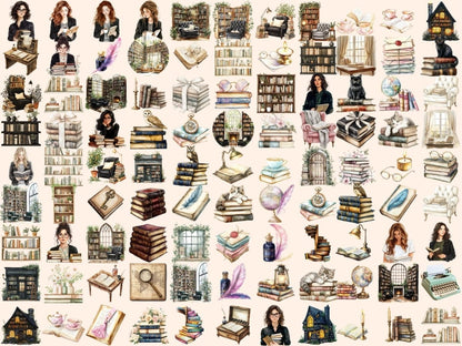 The Old Library Watercolor Clipart academia clipart - Wonders Artist