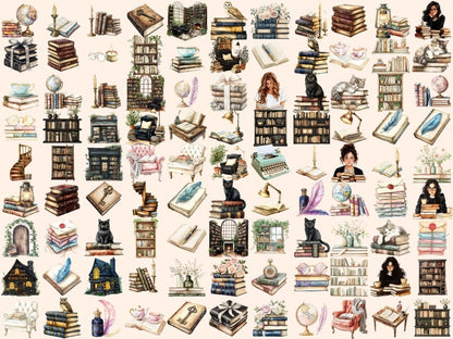 The Old Library Watercolor Clipart academia clipart - Wonders Artist