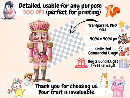 The Pink Nutcracker Watercolor Clipart Christmas Ballet - Wonders Artist