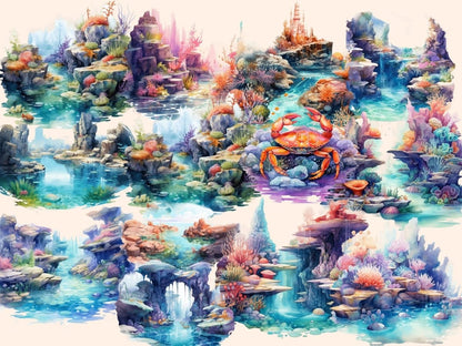 Tidepools Watercolor Clipart beach clipart - Wonders Artist