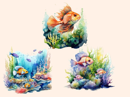 Tidepools Watercolor Clipart beach clipart - Wonders Artist