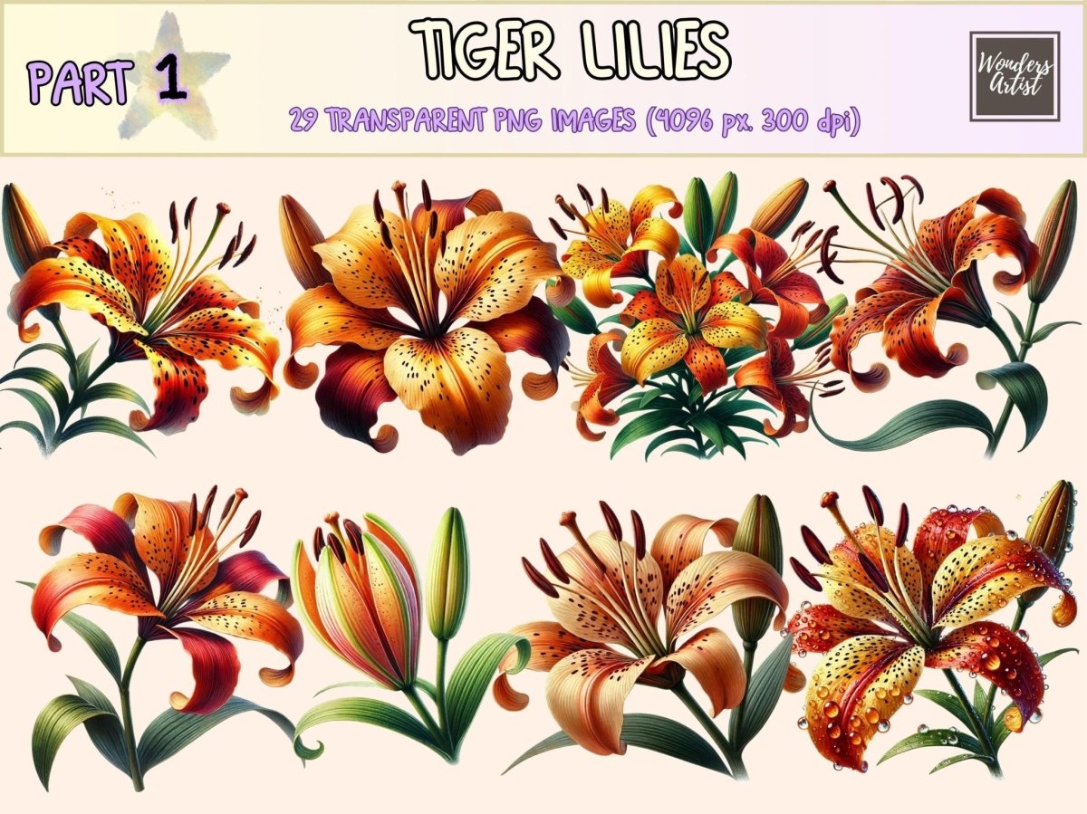 Tiger Lilies Clipart blooming lily art - Wonders Artist