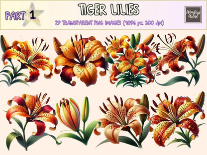 Tiger Lilies Clipart blooming lily art - Wonders Artist