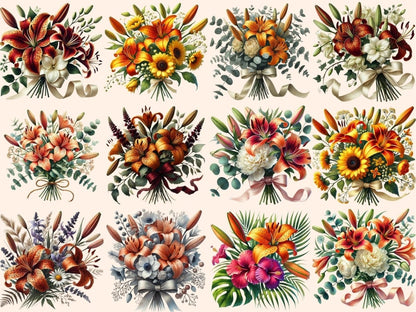 Tiger Lily Bouquets Clipart blooming bouquet art - Wonders Artist