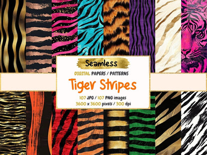 Tiger Stripes Seamless Digital Paper Animal Print Paper - Wonders Artist
