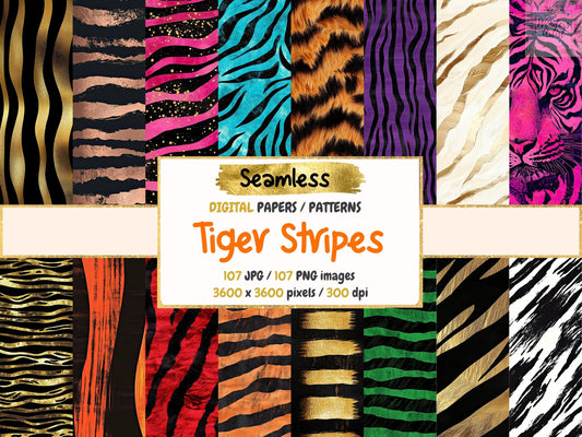 Tiger Stripes Seamless Digital Paper - High - Quality Instant Digital Download for Creative Projects