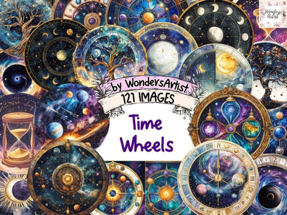 Time Wheels Clipart - High - Quality Instant Digital Download for Creative Projects