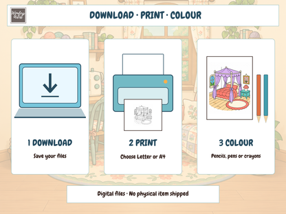 Tiny Cozy Rooms Coloring Book — digital download