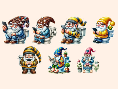 Toilet Gnomes (P2) Clipart bathroom gnomes - Wonders Artist