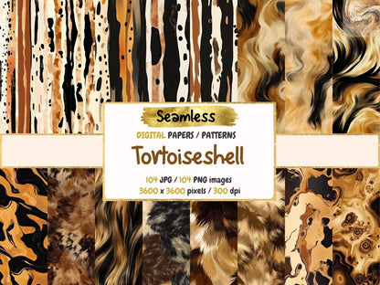 Tortoiseshell Seamless Pattern Digital Papers animal print paper brown abstract digital paper - WondersArtist
