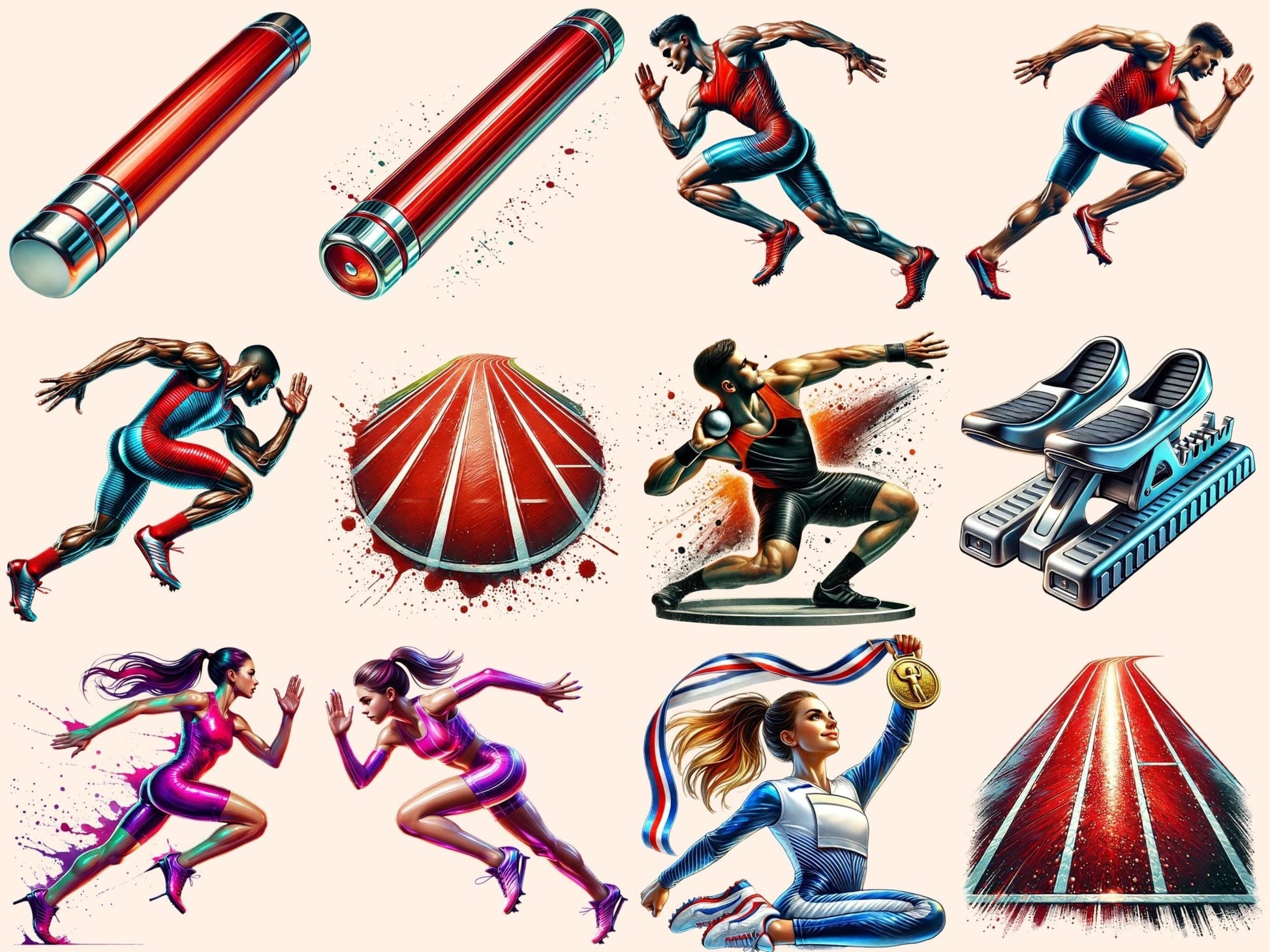 Track & Field Clipart - High - Quality Instant Digital Download for Creative Projects