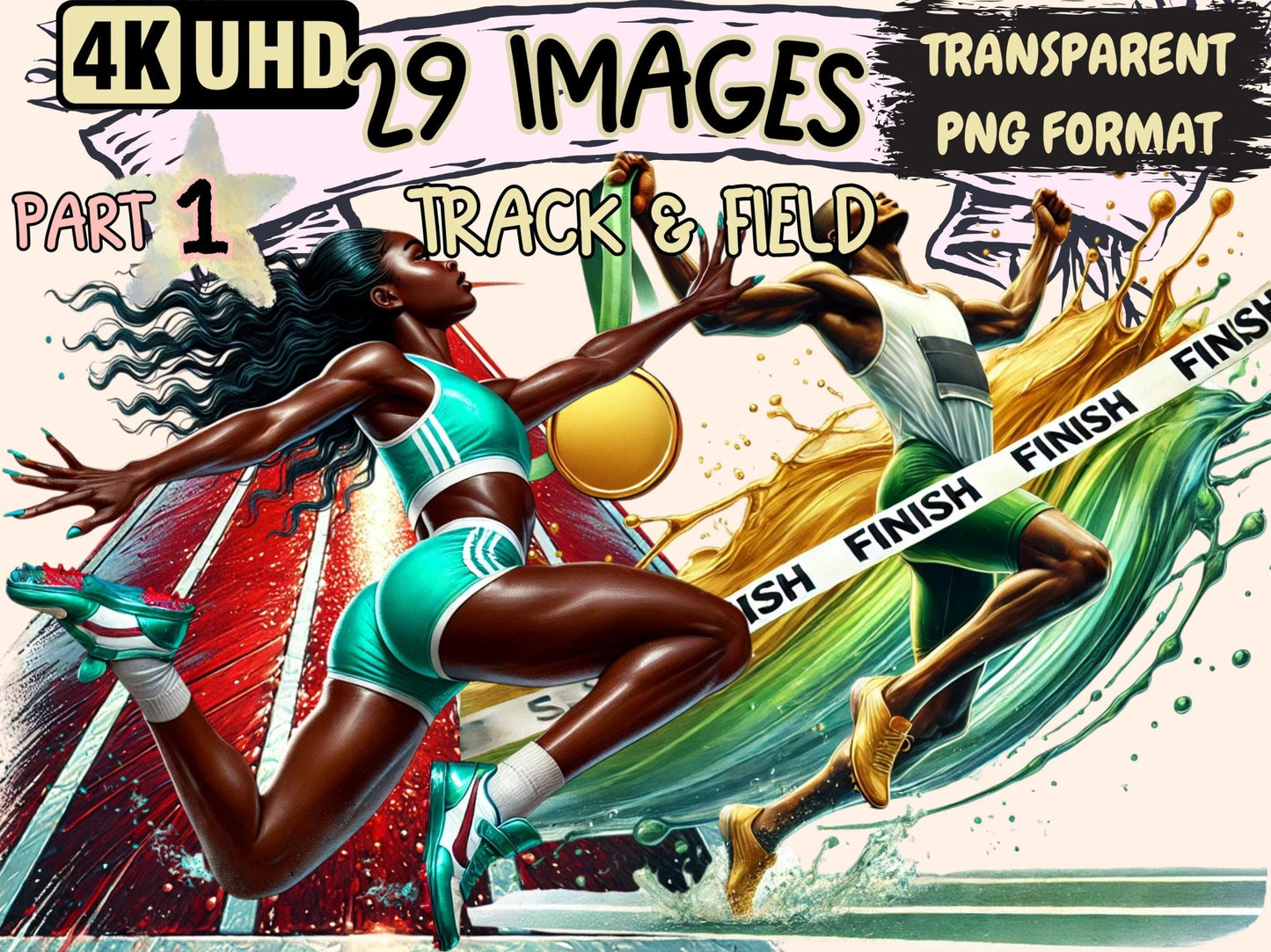 Track & Field Clipart - High - Quality Instant Digital Download for Creative Projects