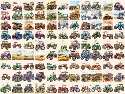 Tractors Watercolor Clipart farm equipment art - Wonders Artist