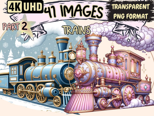 Trains (P2) Clipart - High - Quality Instant Digital Download for Creative Projects