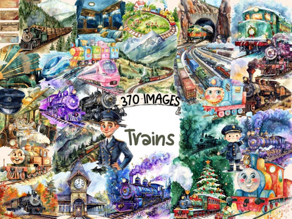 Trains Watercolor Clipart conductor clipart - Wonders Artist