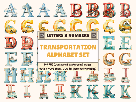 Transportation Alphabet & Numbers