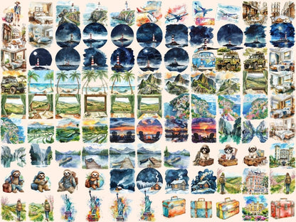 Travel Watercolor Clipart 7 wonders clipart - Wonders Artist
