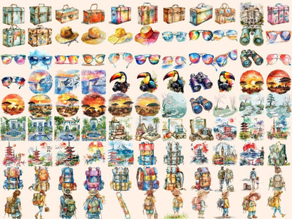 Travel Watercolor Clipart 7 wonders clipart - Wonders Artist