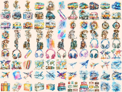 Travel Watercolor Clipart 7 wonders clipart - Wonders Artist