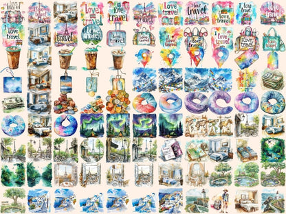 Travel Watercolor Clipart 7 wonders clipart - Wonders Artist