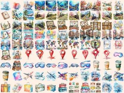 Travel Watercolor Clipart 7 wonders clipart - Wonders Artist