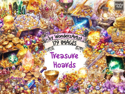 Treasure Hoards Watercolor Clipart Fantasy Hoard PNG - Wonders Artist