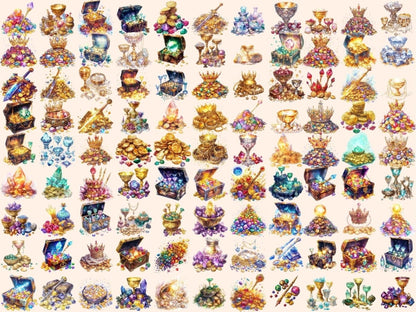 Treasure Hoards Watercolor Clipart Fantasy Hoard PNG - Wonders Artist