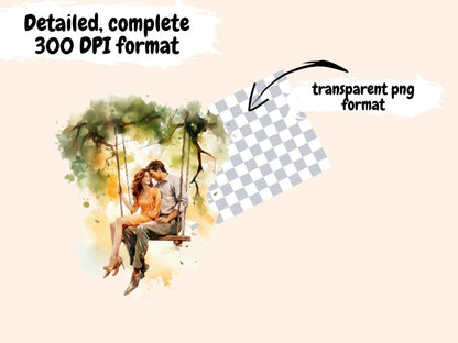 Tree Swings Watercolor Clipart backyard clipart - Wonders Artist