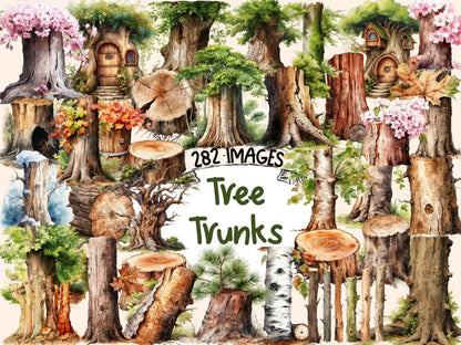 Tree Trunks Watercolor Clipart bole clipart - Wonders Artist