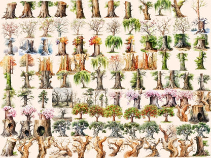 Tree Trunks Watercolor Clipart bole clipart - Wonders Artist