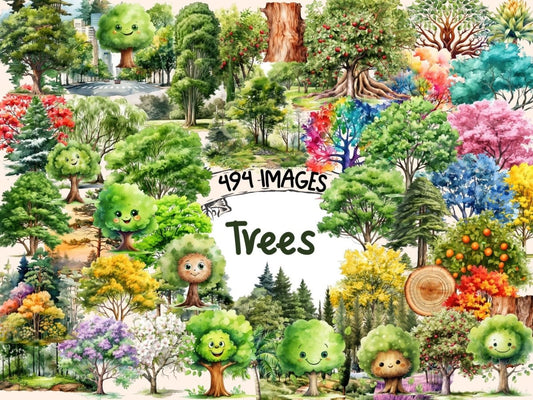 Trees Watercolor Clipart nature clipart - Wonders Artist