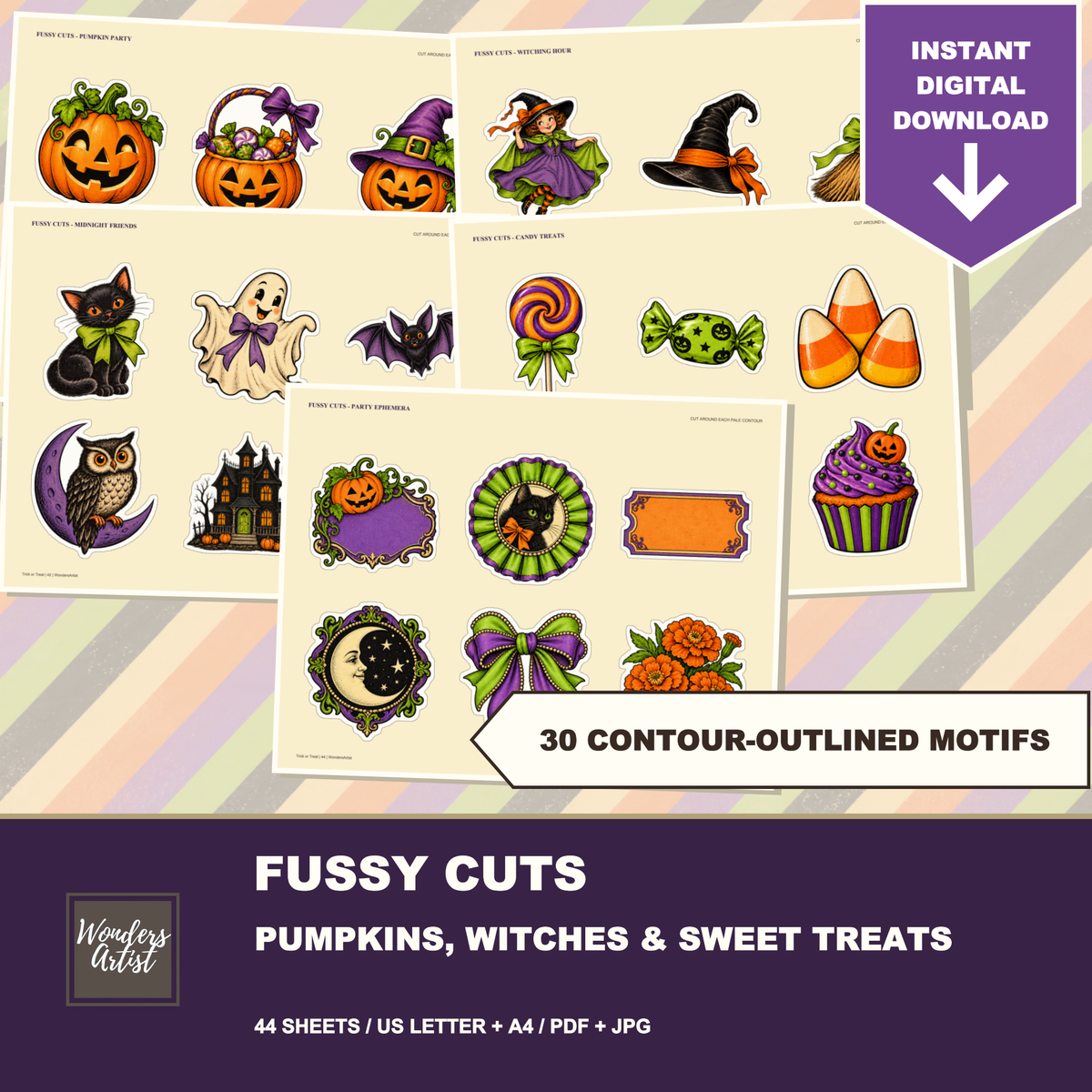 Trick or Treat Journal Kit — fussy cuts labels
