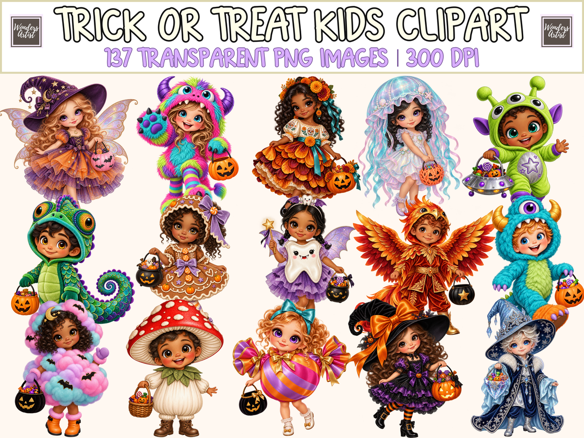 Trick or Treat Kids Clipart — bundle preview