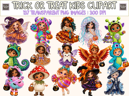 Trick or Treat Kids Clipart — bundle preview