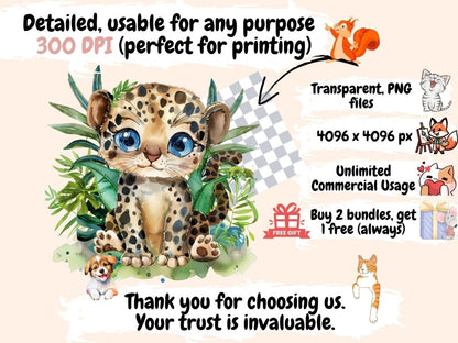 Tropical Animals Watercolor Clipart animals clipart - Wonders Artist