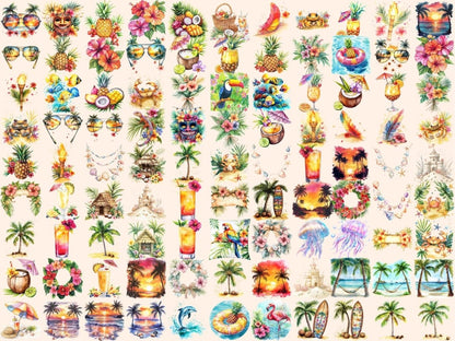 Tropical Bliss Watercolor Clipart Beachy Vibes PNG - Wonders Artist