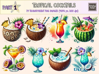 Tropical Cocktails (P1) Clipart beach drink clipart - Wonders Artist