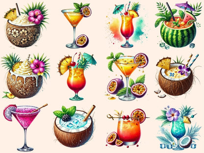Tropical Cocktails (P1) Clipart beach drink clipart - Wonders Artist