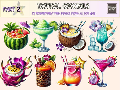 Tropical Cocktails (P2) Clipart beach drink clipart - Wonders Artist