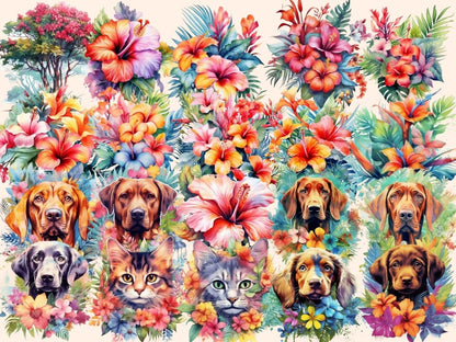 Tropical Flowers Watercolor Clipart exotic flowers png - Wonders Artist