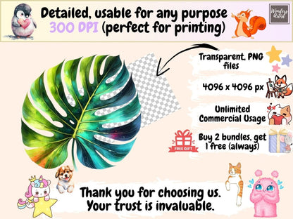 Tropical Leaves Clipart botanical clipart jungle clipart jungle leaves png - WondersArtist