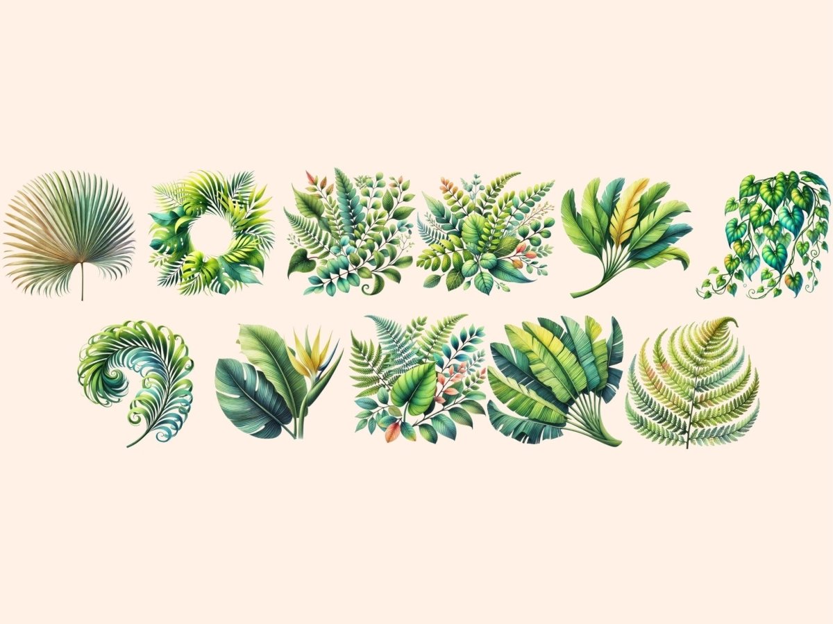 Tropical Leaves Clipart botanical clipart jungle clipart jungle leaves png - WondersArtist